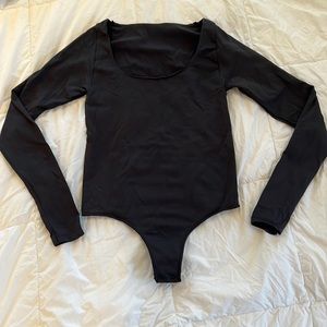 SKIMS Ballerina Black Long Sleeve Scoop Neck Bodysuit
